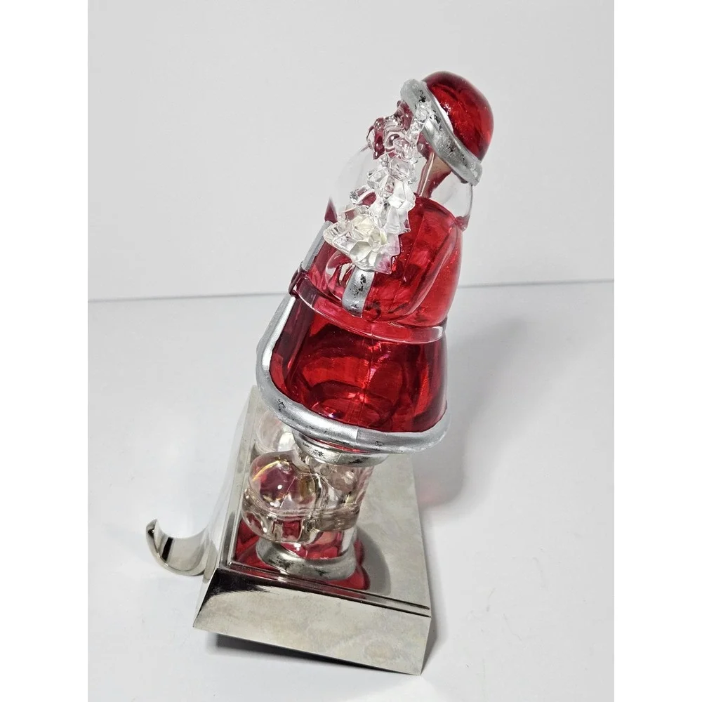 Vintage Macy Holiday Lane Light Up Santa Acrylic Christmas Stocking Holder Hange